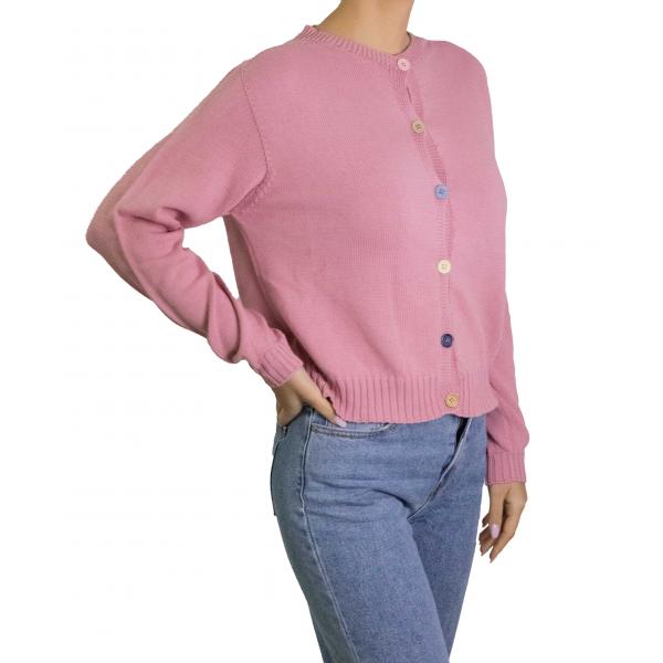 Cardigan con bottoni colorati in cotone 